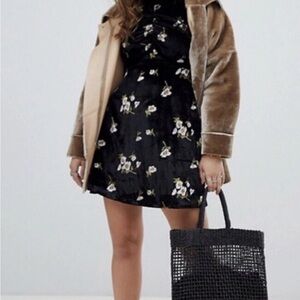 Free People Be my Baby Floral Velvet Mini Dress size 2